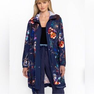 Johnny Was Multicolor Floral wind breaker trench coat XL